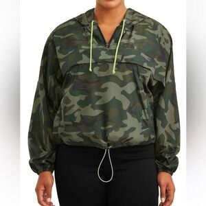 Printed and Solid Popover Windbreaker Jacket